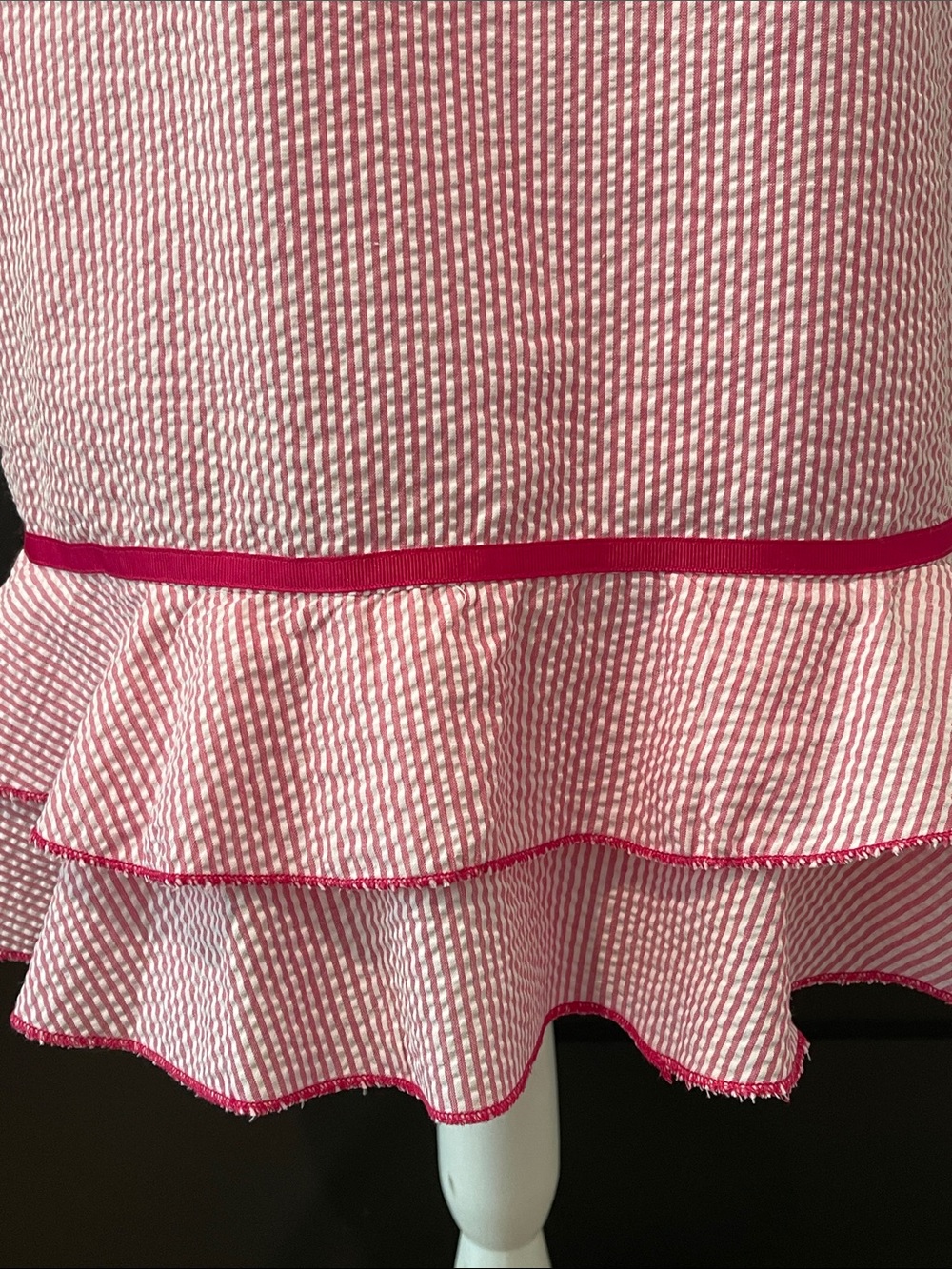 Sarah Spencer Cotton Preppy Cottage Ruffle Seersucker Dress Size 10 - Picture 3 of 8
